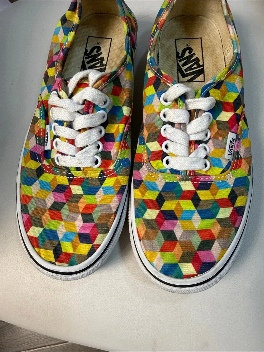 Vans Multicolor Geometric Canvas Sneakers in Yellow, Blue, Green, Pink